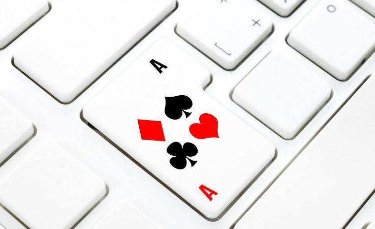The card colors are drawn on the keyboard